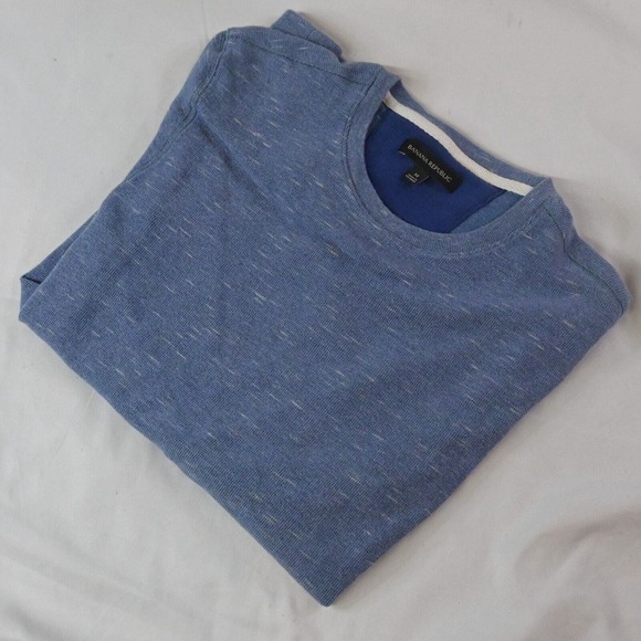 Banana Republic Medium Blue‎ Heather Waffle Crewneck Sweatshirt Sweater - Picture 1 of 2